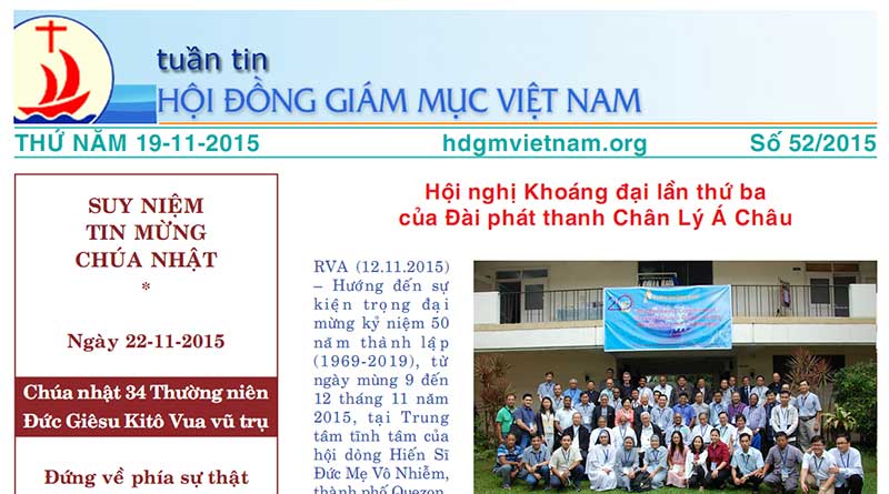 Tuần tin Hội đồng Giám mục Việt Nam số 52/2015