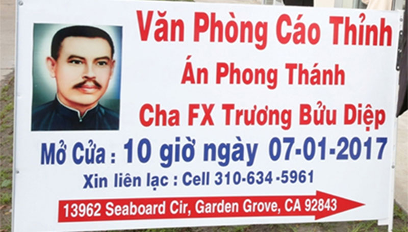 V n ph ng C o Th nh Vi n phong th nh cho Cha Tr ng B i Di p kh ng